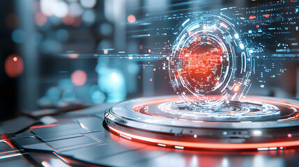 Poster - Futuristic digital sphere displaying data insights virtual workspace 3d graphics modern environment high-tech concept