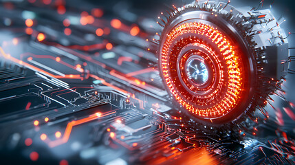 Poster - Futuristic technology action in digital environment abstract art high-tech visualization dynamic viewpoint innovation concept