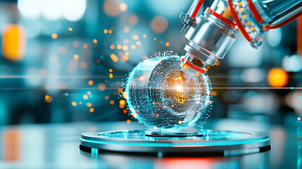 Poster - Innovative technology showcase futuristic robotics laboratory digital visualization modern environment close-up scientific concepts