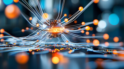 Poster - Dynamic energy flow visualization abstract science digital art futuristic environment close-up view concept of technology