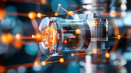 Poster - Innovative mechanical component technology industrial lab high-resolution image detailed environment close-up view engineering concept