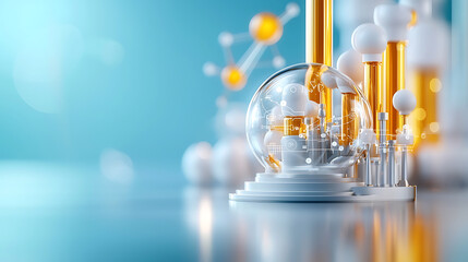 Poster - Scientific experiment with molecular structures laboratory photography laboratory setting close-up innovation