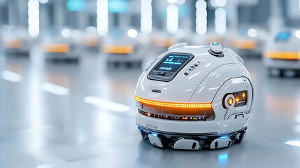 Poster - Autonomous robot cleaning action industrial space technology showcase futuristic environment close-up view innovation concept