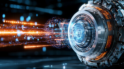 Poster - Dynamic energy burst futuristic lab digital art high-tech environment close-up view innovation concept