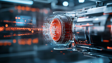 Poster - Dynamic technological advancement digital realm 3d animation futuristic environment close-up view innovation concept
