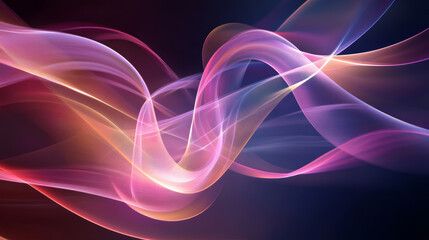 Poster - colorful abstract design featuring luminous waves flowing in a dynamic pattern on a dark background