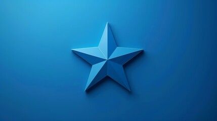 a blue, 3d star on a blue background.
