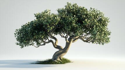 Poster - Intricate gnarled tree with vibrant foliage against soft gradient background : Generative AI