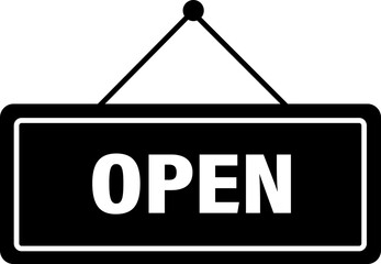 Aufkleber - Open sign board icon in trendy line style. Button vector for graphic design isolated on transparent background. black symbol. Alert signal message illustration for website and mobile app.