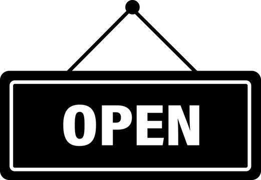 Open sign board icon in trendy line style. Button vector for graphic design isolated on transparent background. black symbol. Alert signal message illustration for website and mobile app.