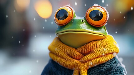 A_vibrant_3D_frog_character_dressed_for_winte