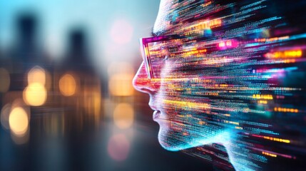 Poster - exploring the intersection of technology and human creativity with vibrant digital visuals