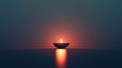Poster - Single lit candle illuminating a dark space with soft glowing light. Generative AI