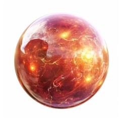 Poster - Red energy sphere with lightnings inside, creating a mesmerizing spectacle against white background