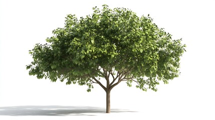 Aufkleber - Lush Green Summer Tree Against a Bright White Background Symbolizing Growth and Freshness : Generative AI