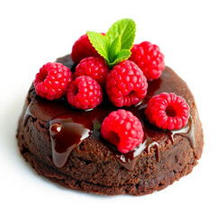 Chocolate Lava Cake with Raspberries