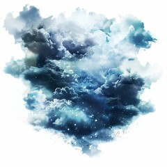 Wall Mural - beautiful image depicting cumulus clouds merging with a starry night sky, evoking a magical and drea