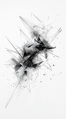 Poster - abstract black and white geometric fragmentation