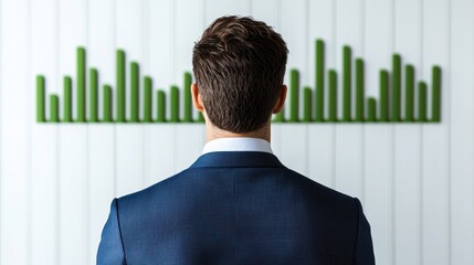 Poster - Businessman watching corporate growth and planning vision on interactive screen