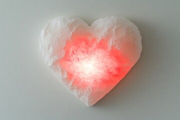 Aufkleber - A clean, modern Valentine heart shape glowing softly in red and pink hues, centered on a simple neutral background