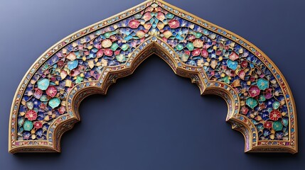 Wall Mural - Ornate Golden Arch with Colorful Mosaic Floral Design