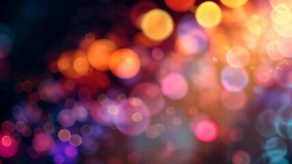 Poster - Colorful bokeh lights background, abstract festive design. Vibrant glowing orbs pattern, celebration and joy concept