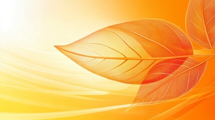 Wall Mural - two translucent orange leaves on a warm, abstract background.