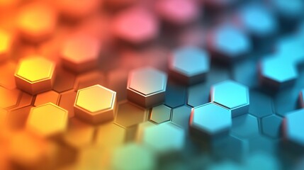 Wall Mural - abstract hexagon pattern: a symphony of warm and cool colors