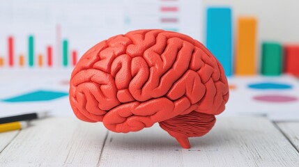 Poster - Red plastic brain representing business analysis and strategic thinking