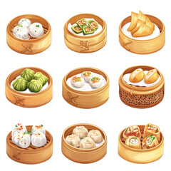 Wall Mural - A Delicious Collection of Dim Sum Dishes