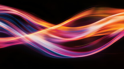 Poster - colorful light trails create an abstract display of movement and energy in a dark background