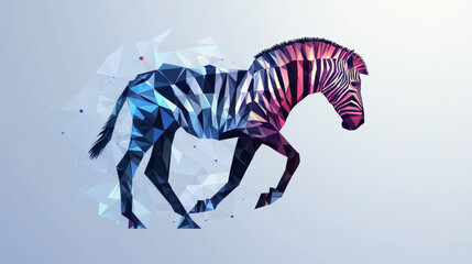 Poster - a zebra hologram. a zebra made of polygons, triangles, points, and lines. zebra is a low-poly compou