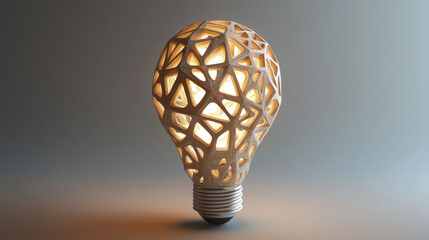 Poster - hologram light bulb. a light bulb made of polygons, triangles, points, and lines. the idea is a low-