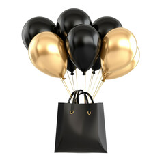 Poster - Black and Gold Balloons with Shopping Bag