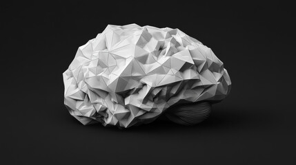 Poster - the hologram of the brain. the brain consists of polygons, triangles of points and lines. the brain 