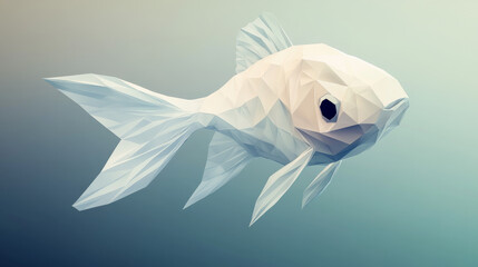 Poster - hologram fish. fish from polygons, triangles of points and lines. fish is a low-poly compound struct