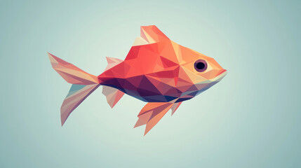 Poster - hologram fish. fish from polygons, triangles of points and lines. fish is a low-poly compound struct