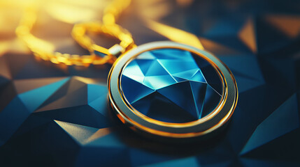 Poster - a hologram of the medal. a medal made up of polygons, triangles, points, and lines. premium low-poly