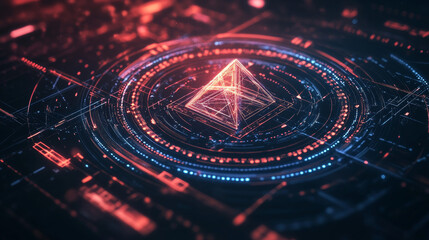 Poster - hologram roulette. roulette of polygons, triangles, points, and lines. casino low-poly connection st