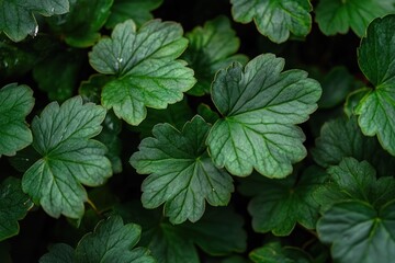 Poster - Lush, dark green foliage background texture.