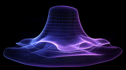 Poster - a hologram of a bell. notifications of polygons, triangles of points, and lines. the bell is a low-p