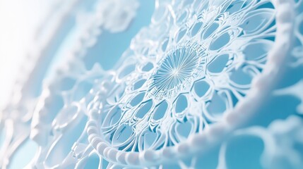 Fototapete - Abstract swirling white fractal pattern on light blue background.