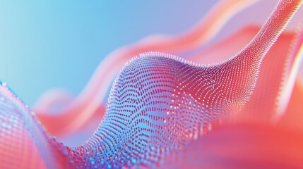 Fototapete - Abstract pink and blue digital wave particles.