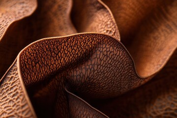 Poster - Abstract brown textured organic material, folded and wavy, close-up.
