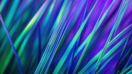 Poster - Abstract vibrant blue, green, purple lines, streaks, and sharp angles background.