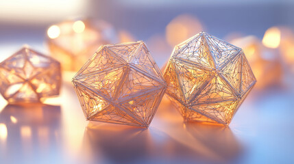 Poster - dice hologram. dice of polygons, triangles of points, and lines. dice is a low-poly compound structu
