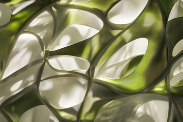 Poster - Abstract green leaf pattern with light and shadow.