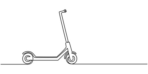 Aufkleber - continuous one line drawing scooter on a white background. vector illustration, scooter in continuou
