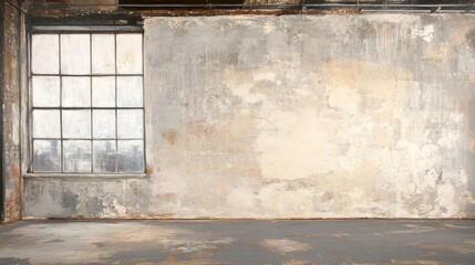 Poster - Grungy industrial interior with large window and distressed wall.