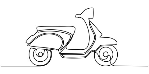 Aufkleber - continuous one line drawing scooter on a white background. vector illustration, scooter in continuou